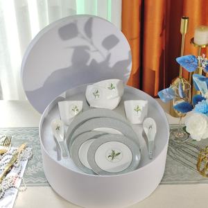 Service de table le plus vendu, style muguet européen en porcelaine fine, 10 pièces, vert porte-bonheur, ensemble de dîner en céramique 72 pièces - Product Image 4