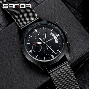 Sanda 1039 thiết kế mới cổ điển người đàn ông Đồng hồ kỹ thuật số thời trang lưới thép dây đeo nước esist ngày hiển thị đơn giản giản thường đồng hồ đeo tay - Product Image 5
