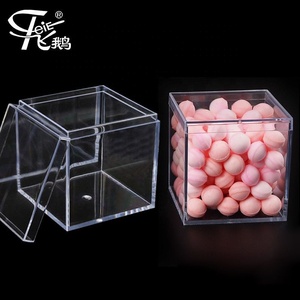 Custom Novel 3.3 Inch Transparent Square Bay Shower Christmas Graduation Hochzeit Acrylic Candy Box with Lid