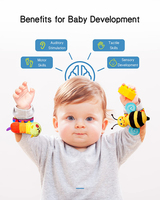 Hochet doux pour bébé, hochet de poignet pour tout-petit, chaussettes de jeu pour pieds, jouets en peluche de coton rembourrés pour nourrissons, hochet animal en peluche pour bébé