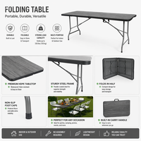 Table pliante portable pour traiteur de mariage, table rectangulaire en plastique pas chère pour traiteur, table de 180 cm