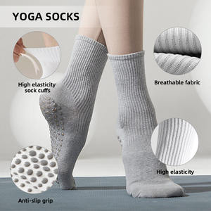 कस्टम 100% जैविक कपास चालक दल मोजे आरामदायक विरोधी पर्ची मोजे सहज विरोधी पर्ची ग्रिप सिलिकॉन बुना हुआ तकनीक वसंत लोगोस क्यूफ - Product Image 5