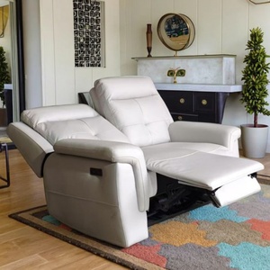 ชุดโซฟาหนังสีเขียวสำหรับโรงแรมดีไซน์แบบอิตาลีเก้าอี้เอนสีเทา - Product Image 5