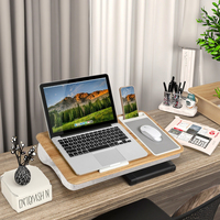 Bureau portable pliable en bambou avec tapis de souris et support pour téléphone, idéal pour le télétravail, couleur et logo personnalisables