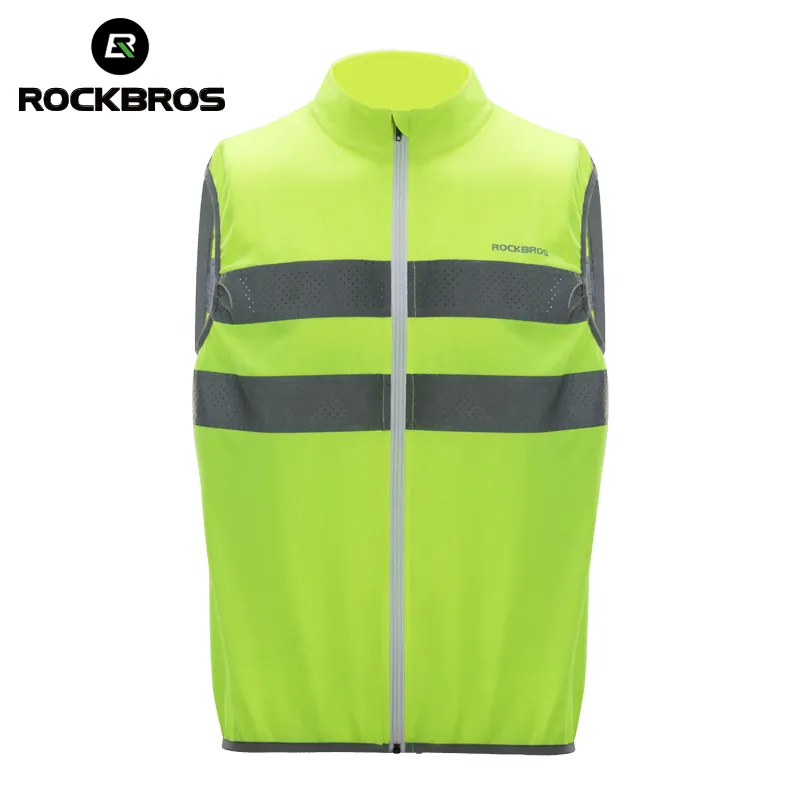 ROCKBROS Gilet Réfléchissant Jaune Haute Visibilité - Gilet De Sécurité Respirant Avec Poche Arrière, Unisexe Homme Femme, Taille M