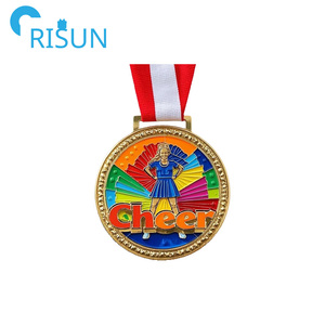 Medalla de alegría con purpurina de bronce dorado y plateado personalizada de alta calidad al por mayor para animadoras, medalla, trofeo, cintas para el cuello con estrellas - Product Image 5