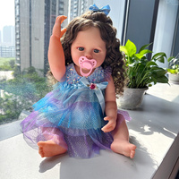 55 CM 3D Bemalte Lebensechte Reborn-Puppe mit Echthaar, Vinyl-Stoffkörper, Beweglichen Gliedmaßen, Modepuppe, Weiches Spielzeug, DIY Lernspielzeug für Neugeborene
