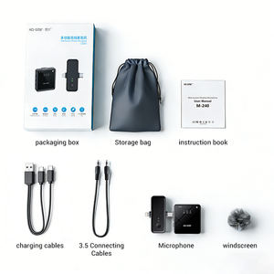 ميكروفون لاسلكي 2.<span class=keywords><strong>4</strong></span> جيجاهرتز للتسجيل مع تقليل الضوضاء، ميكروفون لافالييه لاسلكي بتقنية البلوتوث لتسجيل الفيديوهات والمقابلات والبودكاست - Product Image 1