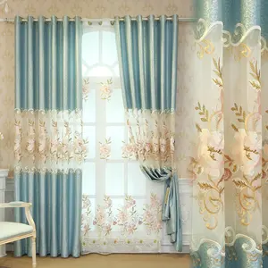Cortinas opacas bordadas de lujo hechas a medida, para sala de estar, artesanía clásica, cortinas de alta calidad para dormitorio