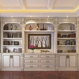 Librería de Madera Maciza de Roble Personalizada, Muebles de Biblioteca, Mueble de Pared para Oficina en Casa, Módulo de Pared Modular de Lujo, Estantería Clásica Tallada a Mano - Product Image 1