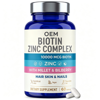 Tablet Kompleks Biotin Seng 10000 Mcg Biotin Dengan Millet & Bilberry untuk Mendukung Kesehatan Rambut, Kulit & Kuku Tablet Biotin Kompleks