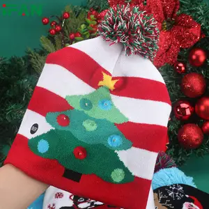 Nueva Llegada Múltiples Estilos Navidad Dibujos Animados Niños Knit Beanie Sombreros Sombrero de Papá Noel Sombrero de Navidad con luces Led