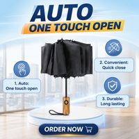 Parapluie de voyage coupe-vent automatique + 10 % plus grand, armature robuste, pliable compact, portable, pour adultes, femmes, hommes, sac à dos