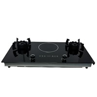 Table de cuisson vitrocéramique encastrable 3 brûleurs 5000W avec surface en verre trempé, à commande rotative, compatible gaz et électrique, pour usage domestique, modèle Magic Disc transfrontalier