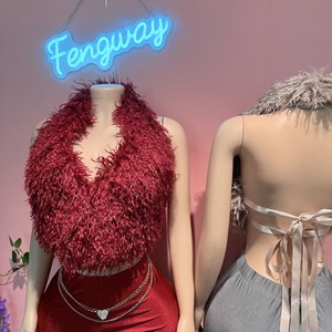 <span class=keywords><strong>Abbigliamento</strong></span> estivo da <span class=keywords><strong>donna</strong></span> pantaloni attillati con cinturino senza schienale in pelliccia due pezzi Set da <span class=keywords><strong>donna</strong></span> - Product Image 3