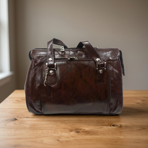 Pochette en cuir de vache naturel marron pour femme, écologique, durable, grande capacité, imperméable, fermeture éclair faite à la main, sacs à main décontractés - Product Image 1