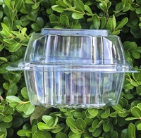 Boîte d'emballage transparente jetable en PET de 5x5 pouces pour sandwichs et gâteaux, type coquille à charnière