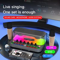 Carte son live SY11 avec haut-parleur, 2 micros sans fil 2.4G, mixeur audio portable pour diffusion en direct, karaoké, podcast, RGB, OTG, 10m