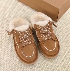 Mules d'hiver personnalisables pour femmes, en daim, doublure en fourrure moelleuse, à enfiler, à lacets, semelle épaisse, chaudes, décontractées, pour l'extérieur - Product Image 2
