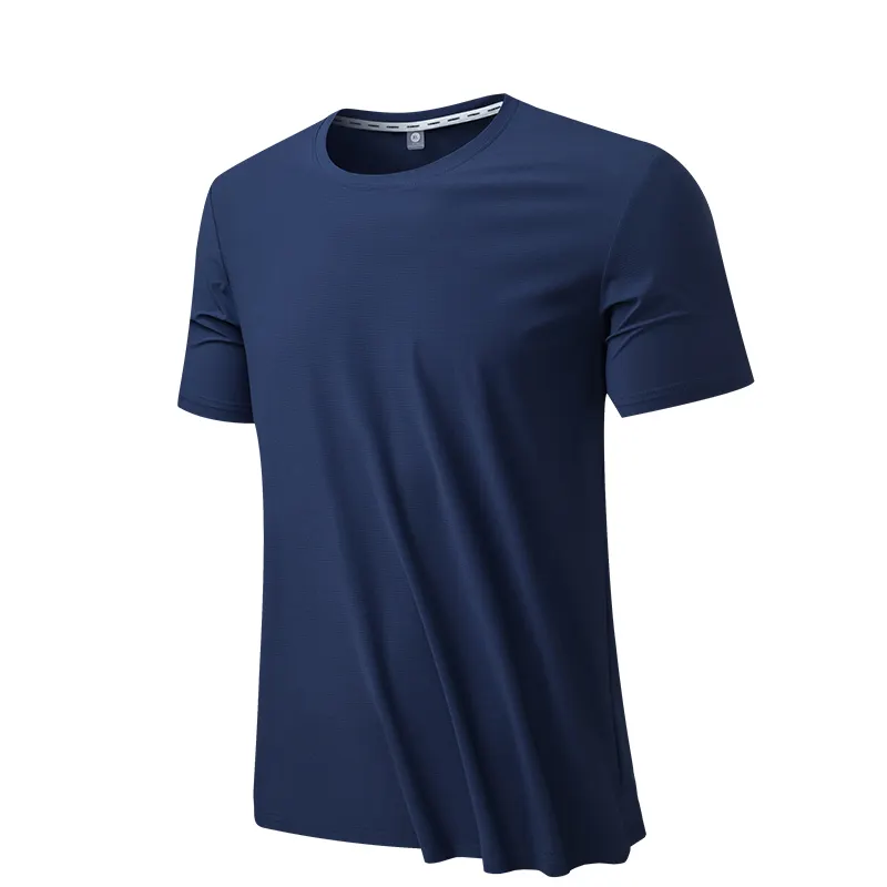 New Style Cooling Fabric Round-Neck Shirt Knitted Gym Wear T-Shirt Quick Dry Plain Men T-Shirts