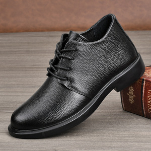 Men's Genuine Leather <b>Round</b> <b>Toe</b> Lace-up Casual Shoes Breathable Low <b>Heel</b> Walking Style - Product Image 1