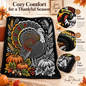 Custom Thanksgiving DIY Coloring <b>Throw</b> Blanket Rectangular Plush Animal Pattern Home Decor Classic Style Autumn - Product Image 6