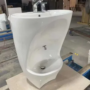 Meiyani wholesale commercial buildings muslim wudu foot wash basin ceramic free standing pedestal hand wash sink