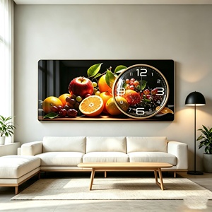 Orologio <span class=keywords><strong>da</strong></span> <span class=keywords><strong>Parete</strong></span> Moderno Astratto con Frutta, Stampa Artistica su Vetro, <span class=keywords><strong>Poster</strong></span> Decorativo <span class=keywords><strong>per</strong></span> <span class=keywords><strong>Cucina</strong></span> e Sala <span class=keywords><strong>da</strong></span> Pranzo - Product Image 2