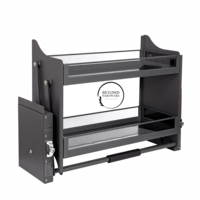 Meuble de cuisine moderne multifonctionnel avec étagère à assiettes escamotable, panier de levage double couche, armoires de cuisine et accessoires