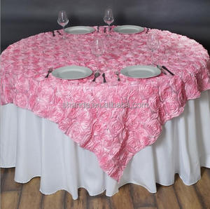 Romántico elegante decorativos roseta raso bordado mantel superposiciones de boda - Product Image 2