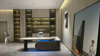 Scrivania Direzionale di Lusso con Luce LED RGB, Tavolo da Ufficio Moderno per Manager