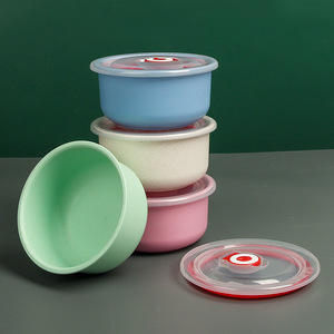 Boîte de conservation alimentaire scellée en fibres végétales de qualité alimentaire, design minimaliste, trois pièces, avec couvercle en <span class=keywords><strong>paille</strong></span> de blé et bol compartimenté pour réfrigérateur - Product Image 3