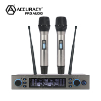 Sistema de Micrófono Inalámbrico Dual UHF-3000 Accuracy Pro Audio, Micrófono Inalámbrico de Mano UHF Profesional Portátil