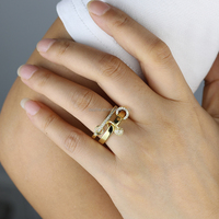Nouvelles bagues de fiançailles et de mariage pour femmes, style classique, géométriques, en forme de cercle, avec CZ, plaquées or
