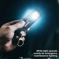 Senter Gantungan Kunci Ultra Terang IP65 EDC USB Tipe C Isi Ulang Mini LED Dua Arah Pengait Logam Klip Magnetik Peringatan Merah