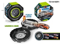 Ensemble de voitures de course miniatures à rétrofriction en forme de pneu avec lanceur et rangement, véhicule de course portable à catapulte, jouet éducatif, cadeau pour garçons