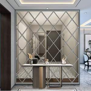 Pegatina de pared de seguridad, espejo suave sin perforación, barra de decoración de espejo en forma de diamante acrílico para papel tapiz de restaurante - Product Image 5