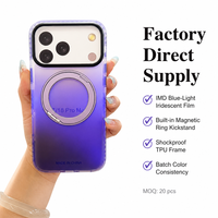 Coque de téléphone IMD Aurora Gradient pour iPhone 16 Pro Max avec béquille, compatible charge sans fil, antichoc, multicolore, OEM, vente en gros