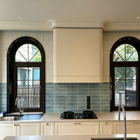 Ventana Arqueada Contemporánea con Marco de Aleación de Aluminio de 2.0 mm de Espesor, Insonorizada, con Malla de Acero Inoxidable para Escaleras Exteriores