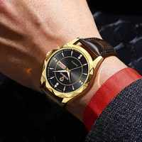 Binbond B5552 5552 Montre de couple de luxe en vente chaude, bracelet en cuir de haute qualité, quartz, étanche, mode, montre-bracelet pour lui et pour elle