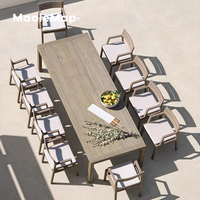 Alter Massivholz Esstisch und Stühle im Freien Bistro tisch Teak Regens ichere Villa Freizeit Innenhof Garten Wintergarten Möbel