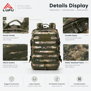 Mochila Táctica LUPU, Camuflaje, Sistema MOLLE, Gran Capacidad, Mochila de Exterior Unisex, Resistente al Agua, Duradera - Product Image 3