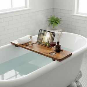 Wholesale Luxury Teak Wood Water-proof Eco-Friendly Modern Bathtub Tray <strong>Bath</strong> Caddy <strong>Table</strong> for Bathroom Home Spa Relaxation - Product Image 1