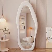 Fourniture d'Usine Miroir sur Pied en Verre de Luxe Moderne, Pleine Longueur, Recouvert de Tissu Flanelle, Forme Irrégulière de Mangue, pour Chambre et Hôtel, Espejo