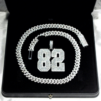 Pendentif de chaîne Hip Hop pour rappeur, numéro personnalisé, en argent 925, entièrement serti de moissanite, modèle 82 pour homme