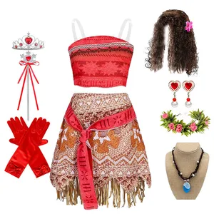 Mädchen Prinzessinnenkostüm zweiteiliger Rock-Sets für Halloween Geburtstag Party Cosplay verkleiden Rollenspiel Ozean Romantik Moana-Outfits