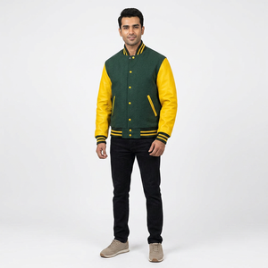 OEM Custom Cotton <b>Men's</b> <b>Baseball</b> <b>Jacket</b> Embroidered College Letterman Bomber Plus Size Winter Stand Collar Breathable Front Logo - Product Image 1