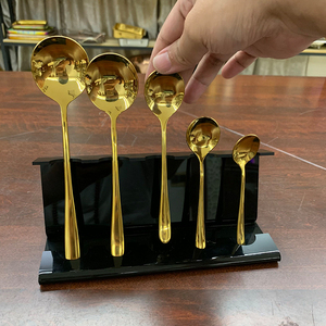 Nhà Máy Bán Buôn 5 Kích Thước Biểu Tượng Tùy Chỉnh Kim Loại Súp Kem Bữa Ăn Tối Món Tráng Miệng Muỗng Thép Không Gỉ Hàn Quốc Vòng Trà Muỗng Cà Phê - Product Image 2