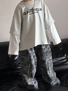 OEM ODM Jeans Skater en Denim pour <span class=keywords><strong>Garçon</strong></span>, Coupe Large Baggy, Camouflage Urbain, Style Cargo, Délavé et Usé, Vêtements pour Enfants - Product Image 4