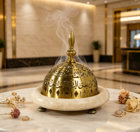 Brûleur à Bakhoor en marbre travertin naturel, brûleur d'encens Mabkhara pour table, Ramadan, Eid, décoration de maison et d'hôtel arabe
